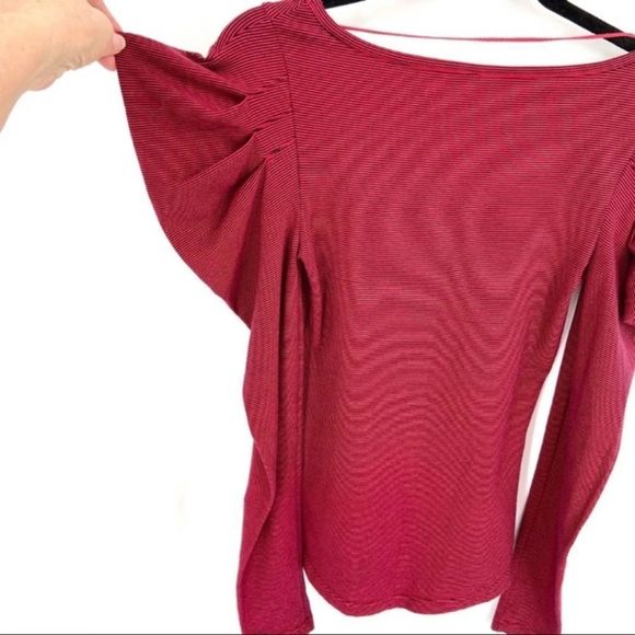 Free People Penelope Puff Sleeve Top XS Burgundy - Picture 10 of 11